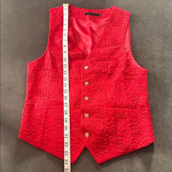 Men’s Slim Fit Red Floral 3 Piece Prom Party Tuxedo Suit 34 Jacket 31 Pants NEW - Picture 10 of 16